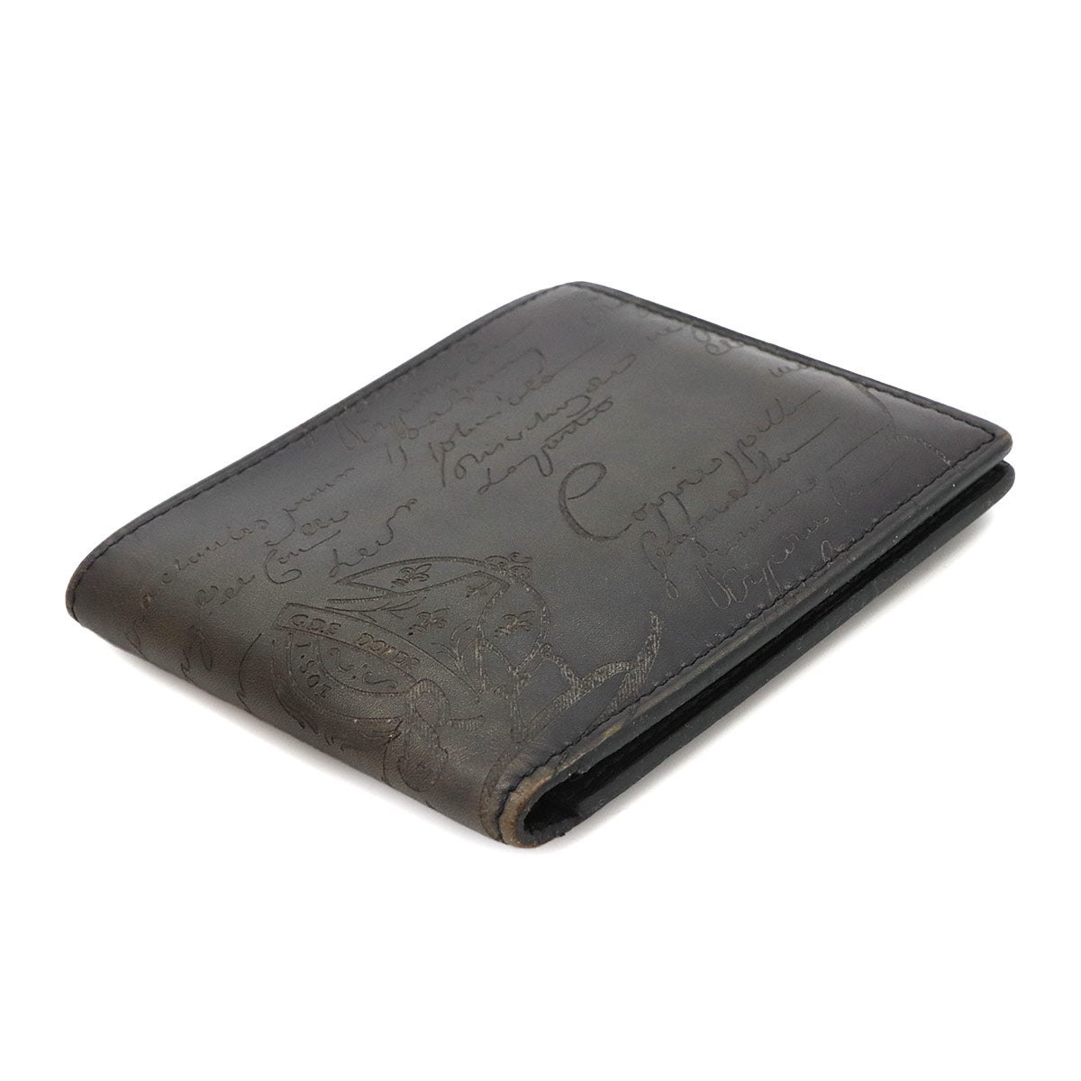 Calligraphy Makore Compact Wallet Venetian Leather Black