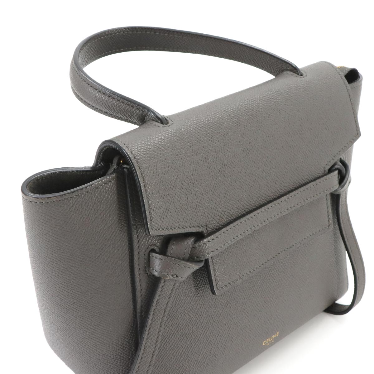 Belt Bag Nano 2way Hand Shoulder Bag Leather Gray 189003