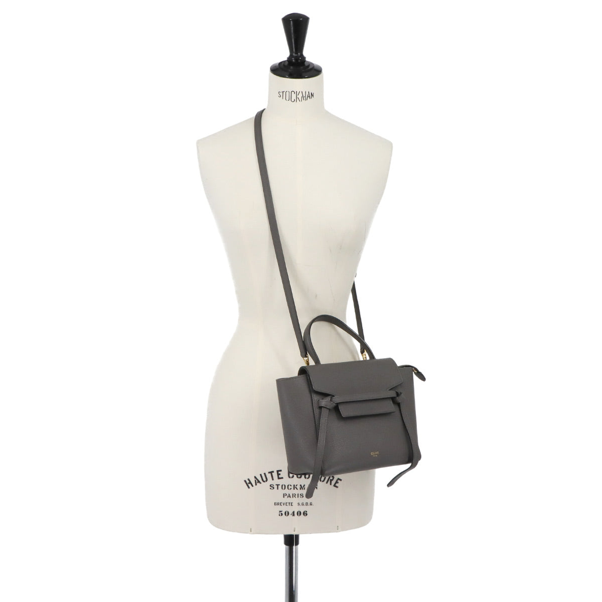 Belt Bag Nano 2way Hand Shoulder Bag Leather Gray 189003