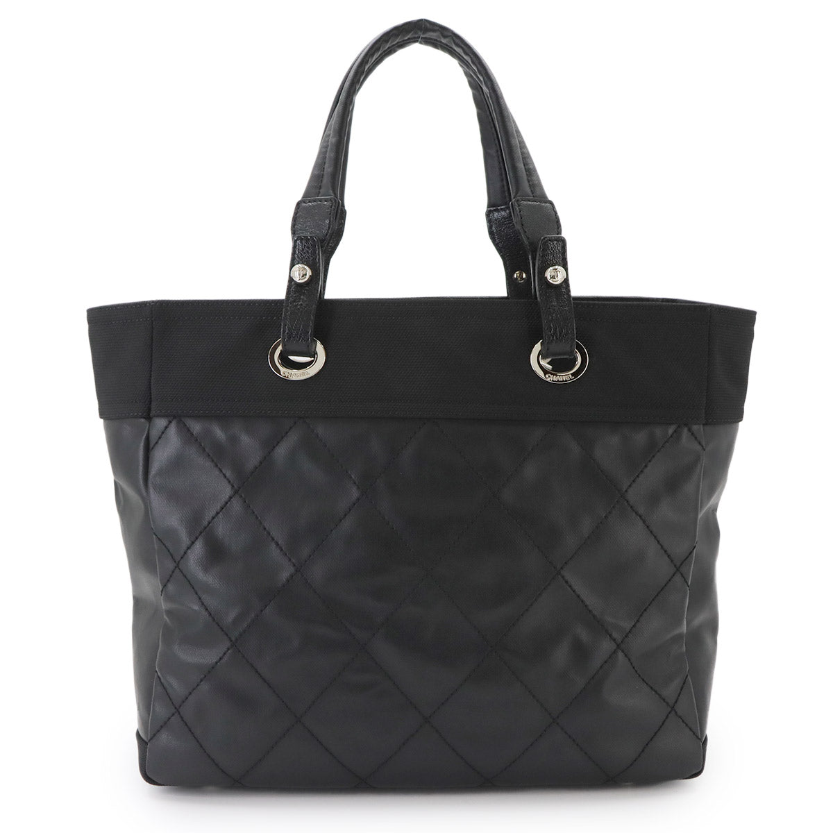 Paris Biarritz MM Tote Bag Canvas Nylon Leather Black A34209