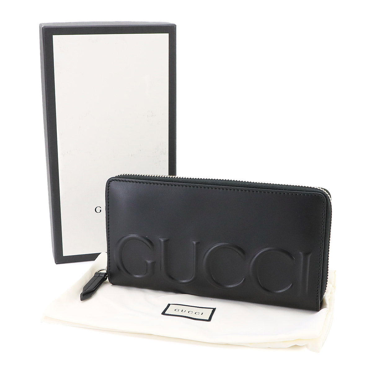 Big Logo Zipped Around Long Wallet Leather Black 421848