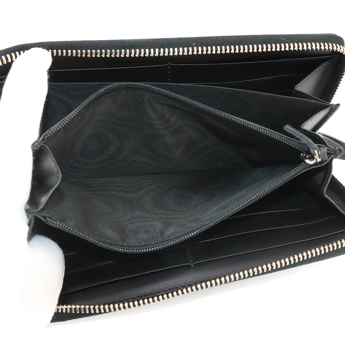 Big Logo Zipped Around Long Wallet Leather Black 421848