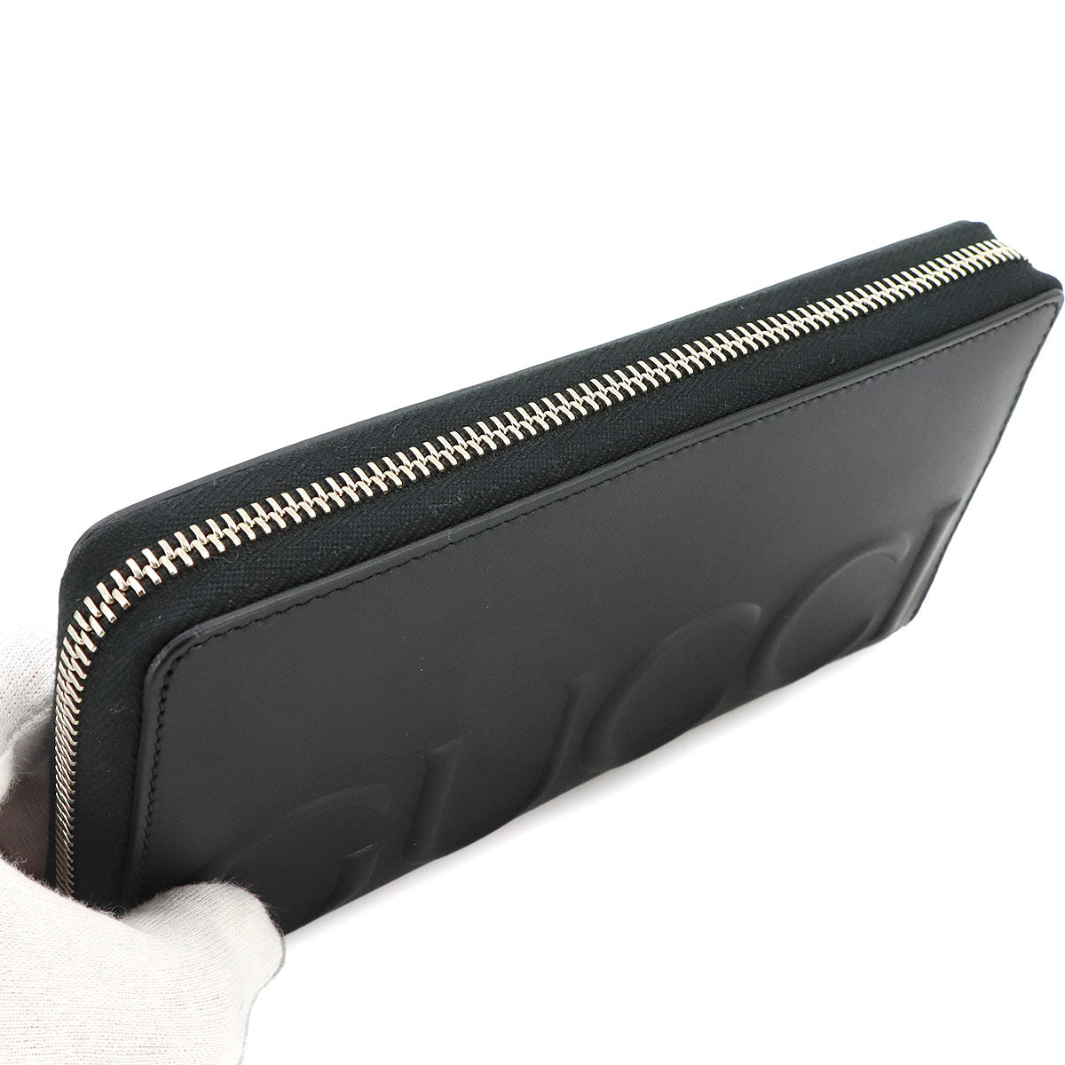Big Logo Zipped Around Long Wallet Leather Black 421848