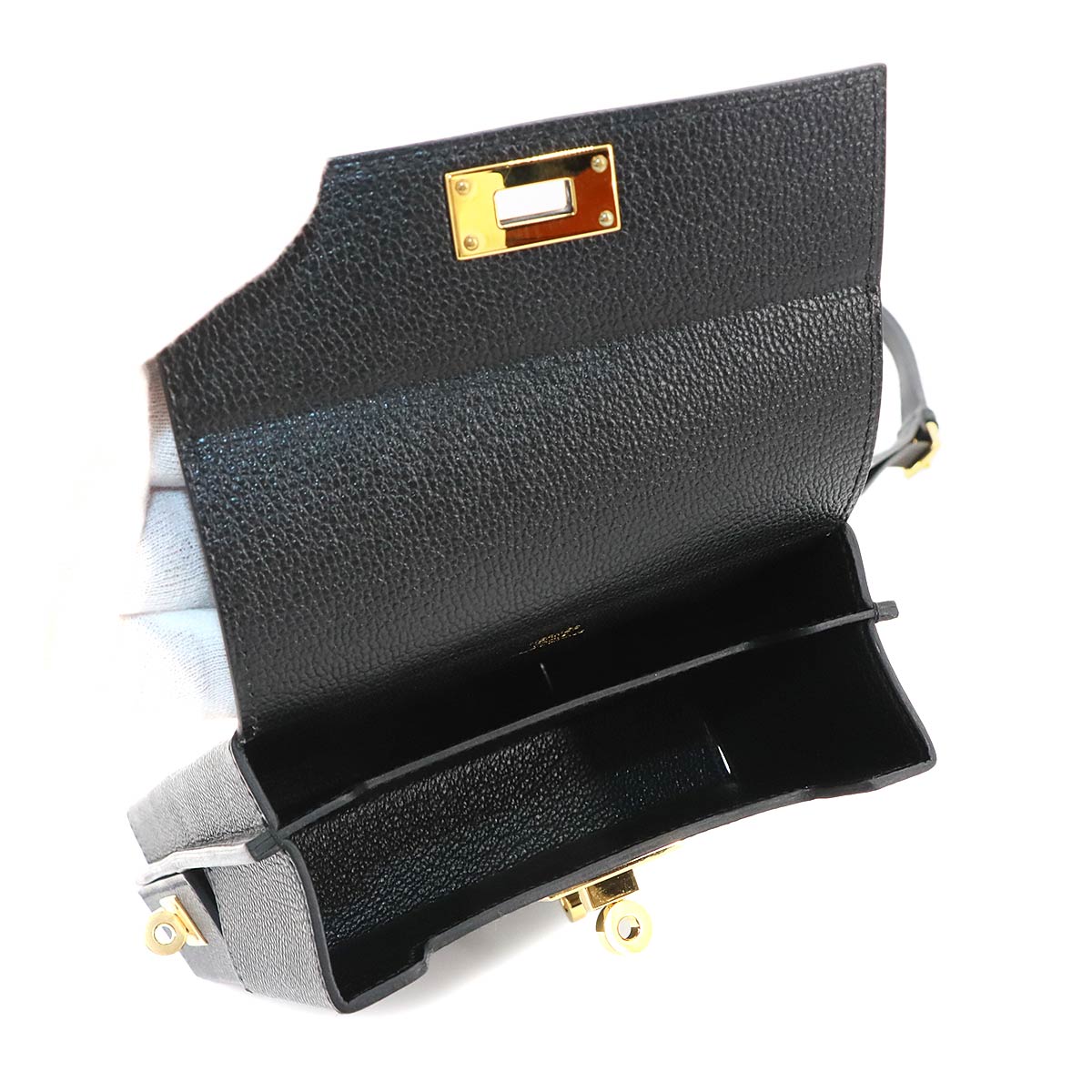 Kelly Multipocket To Go Pouch Veau Epsom Black Shoulder Bag