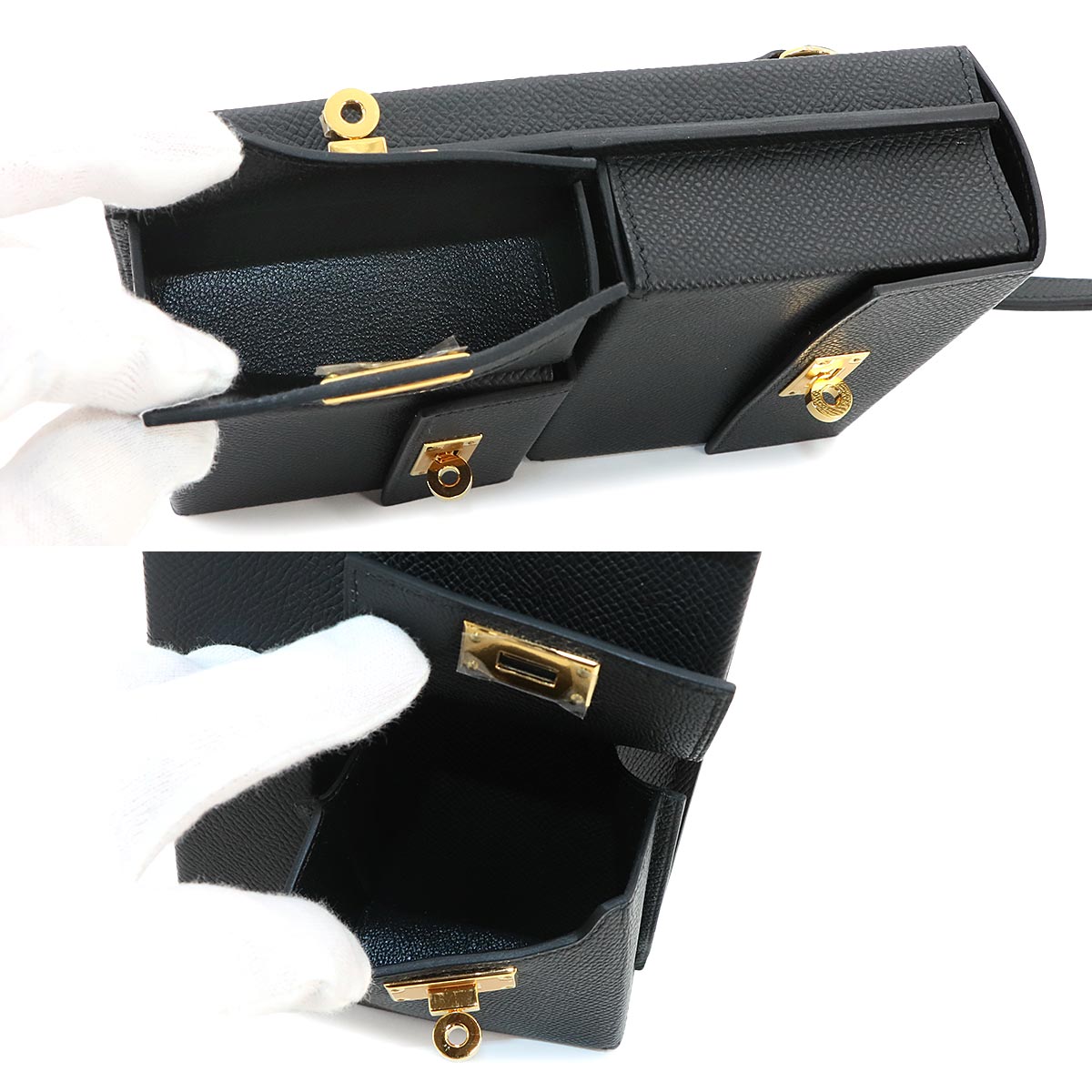 Kelly Multipocket To Go Pouch Veau Epsom Black Shoulder Bag
