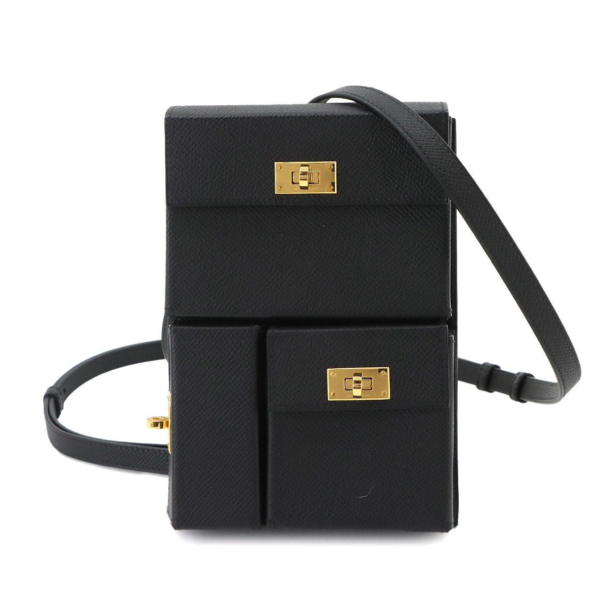 Kelly Multipocket To Go Pouch Veau Epsom Black Shoulder Bag