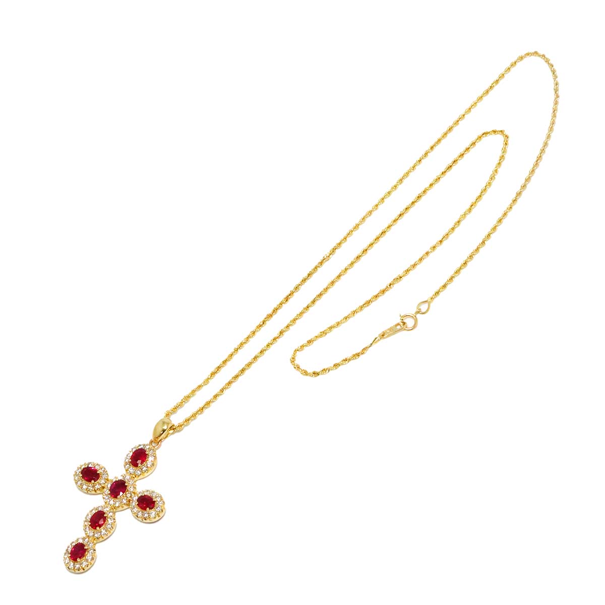 Ruby 1.78ct Diamond 1.12ct Necklace 18K 18K Yellow Gold 750
