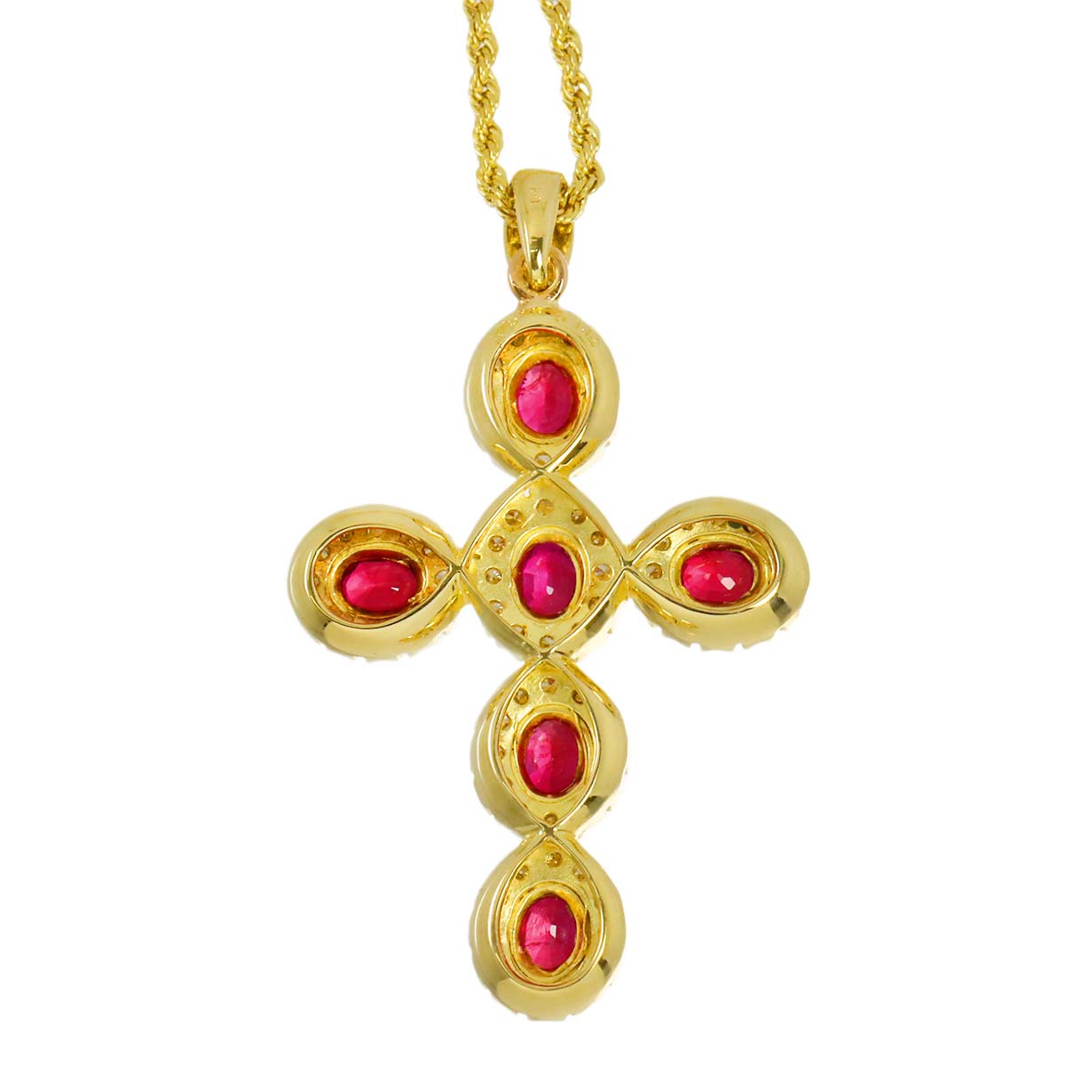 Ruby 1.78ct Diamond 1.12ct Necklace 18K 18K Yellow Gold 750