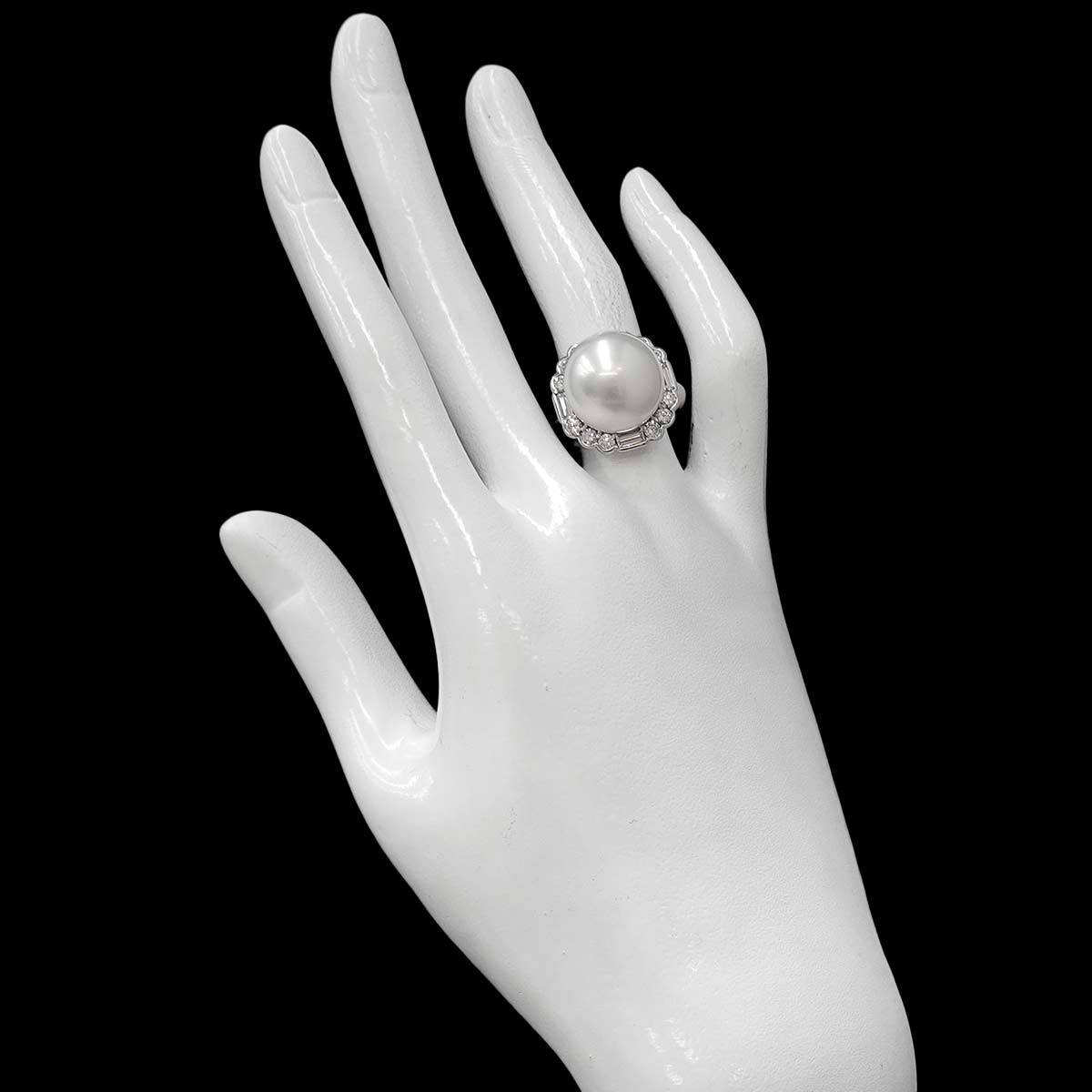South Sea pearl 14.6mm Diamond 1.15ct Ring Pt Platinum Size6(US)