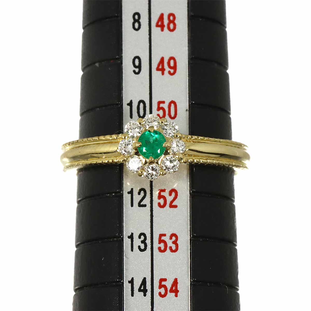 Diamond 0.18ct Emerald 0.06ct Ring K18 YG 750 size5.5-5.75(US)