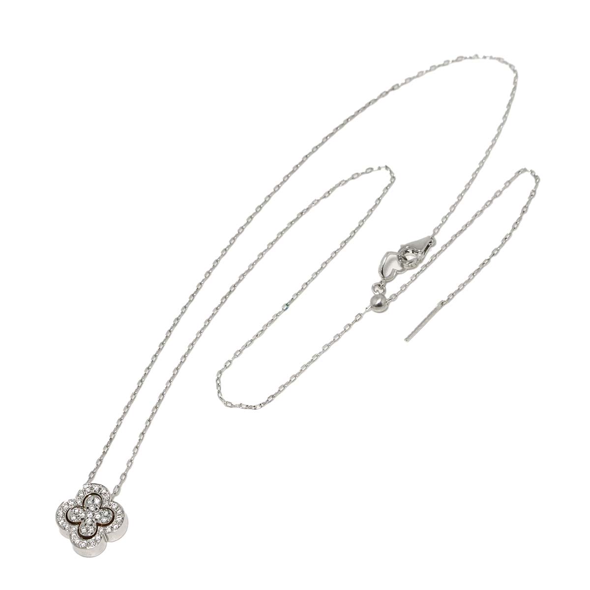 Flower Motif Diamond 0.20ct Necklace 18K WG PG 750