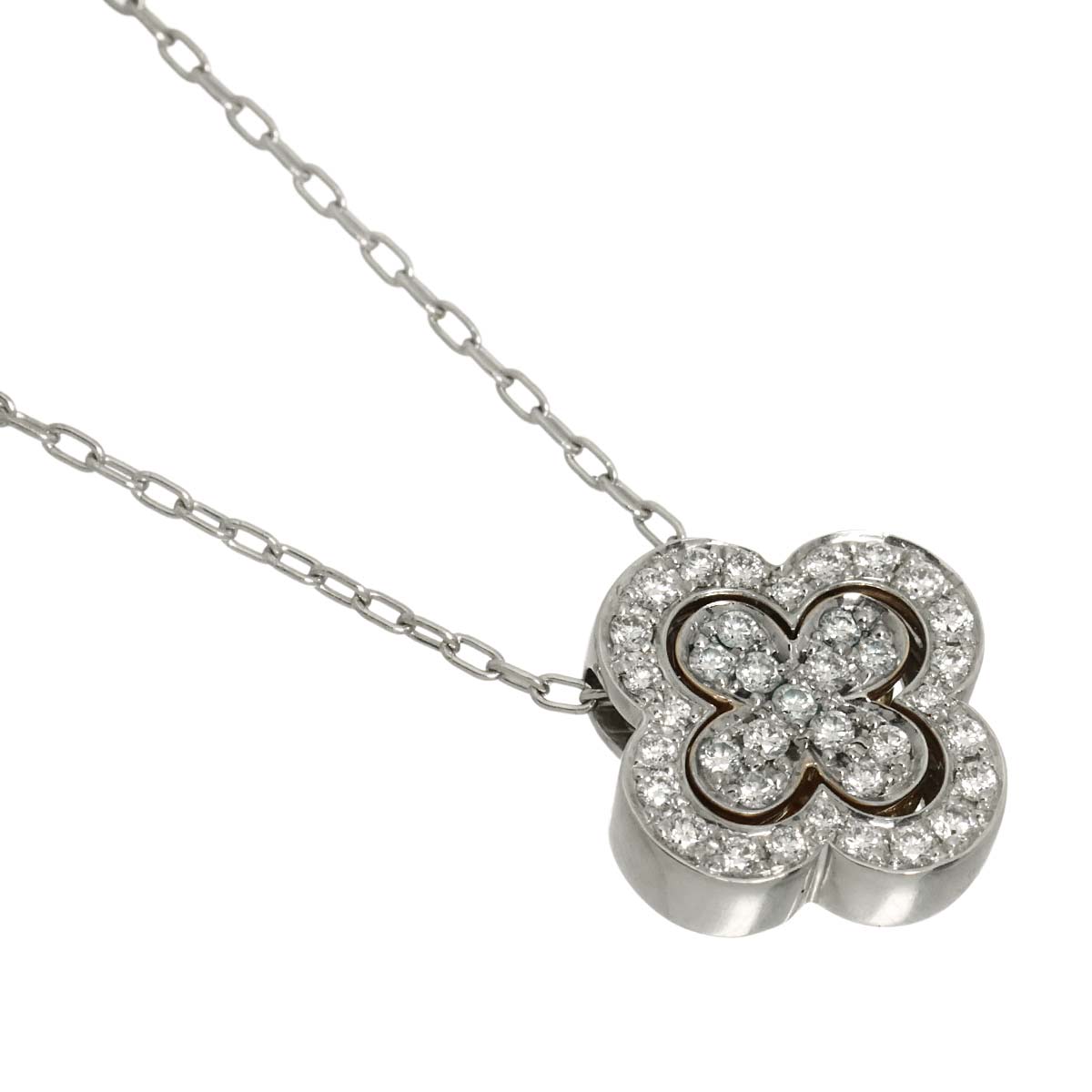 Flower Motif Diamond 0.20ct Necklace 18K WG PG 750