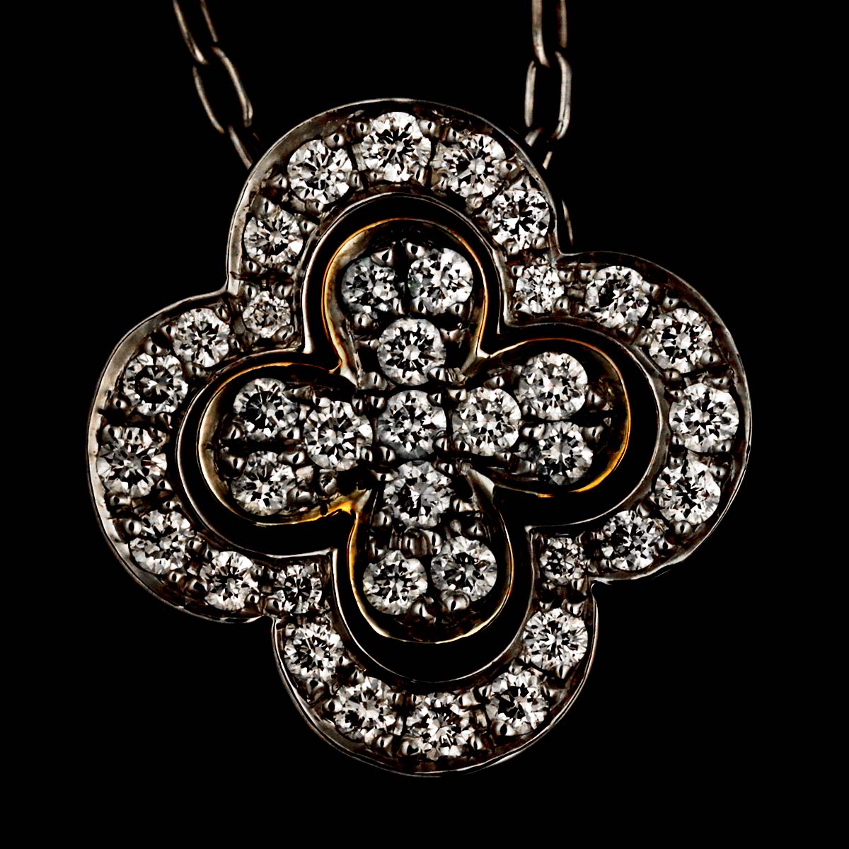 Flower Motif Diamond 0.20ct Necklace 18K WG PG 750
