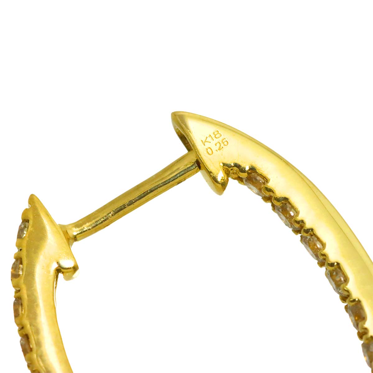 Diamond 0.26ct/0.26ct Earrings Pierced 18K YG Yellow Gold 750