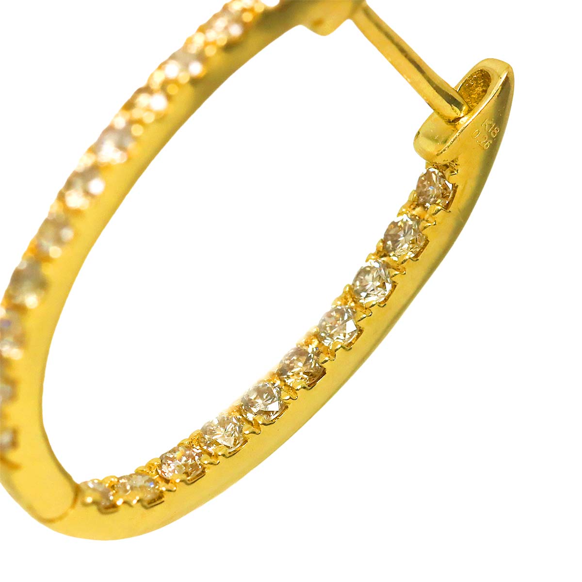 Diamond 0.26ct/0.26ct Earrings Pierced 18K YG Yellow Gold 750