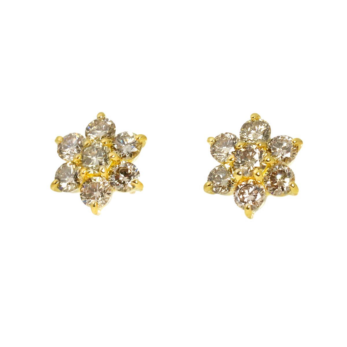 Diamond 0.35ct/0.35ct Earrings Pierced 18K YG Yellow Gold 750
