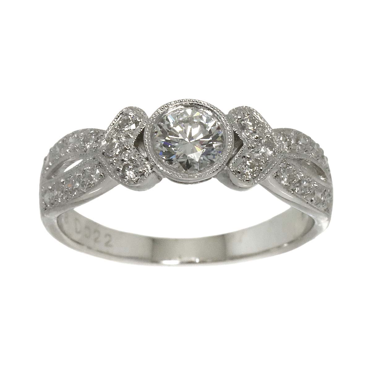 Diamond 0.328ct/0.22ct Ring 18K K18 WG White Gold size5.25(US)