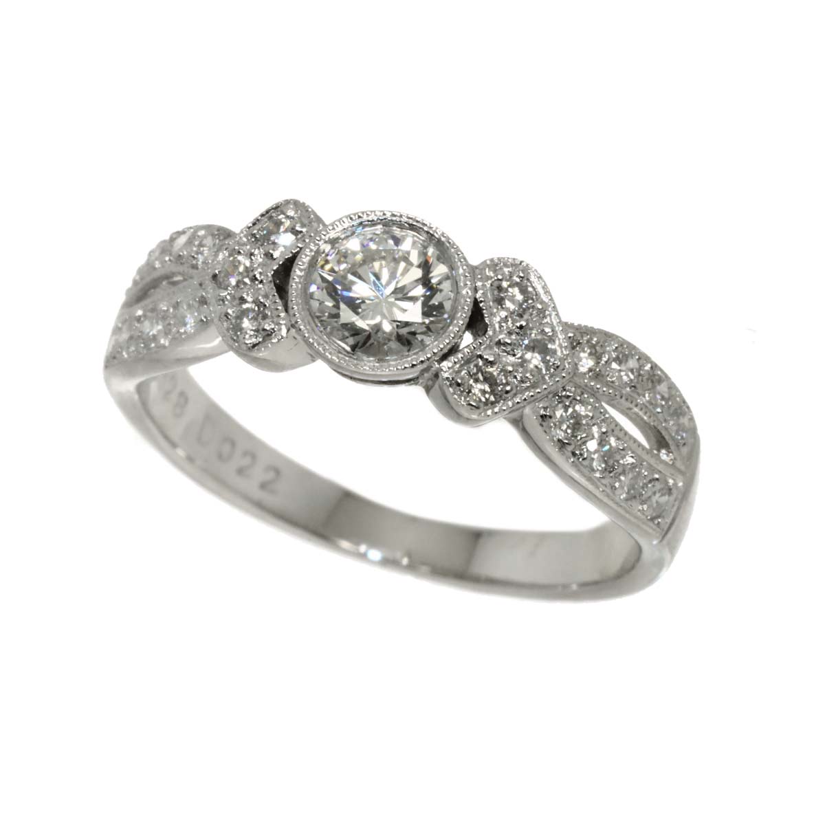 Diamond 0.328ct/0.22ct Ring 18K K18 WG White Gold size5.25(US)