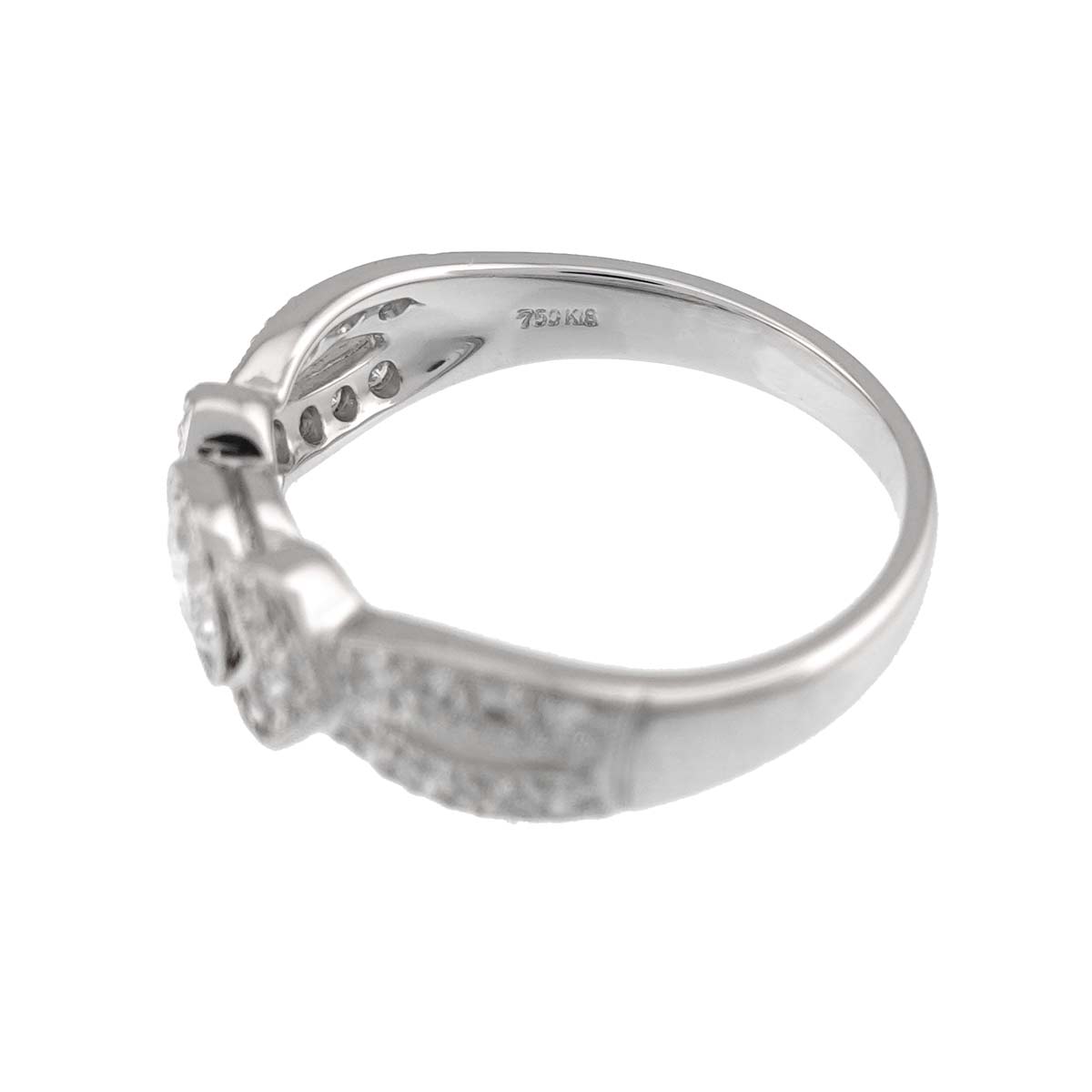Diamond 0.328ct/0.22ct Ring 18K K18 WG White Gold size5.25(US)