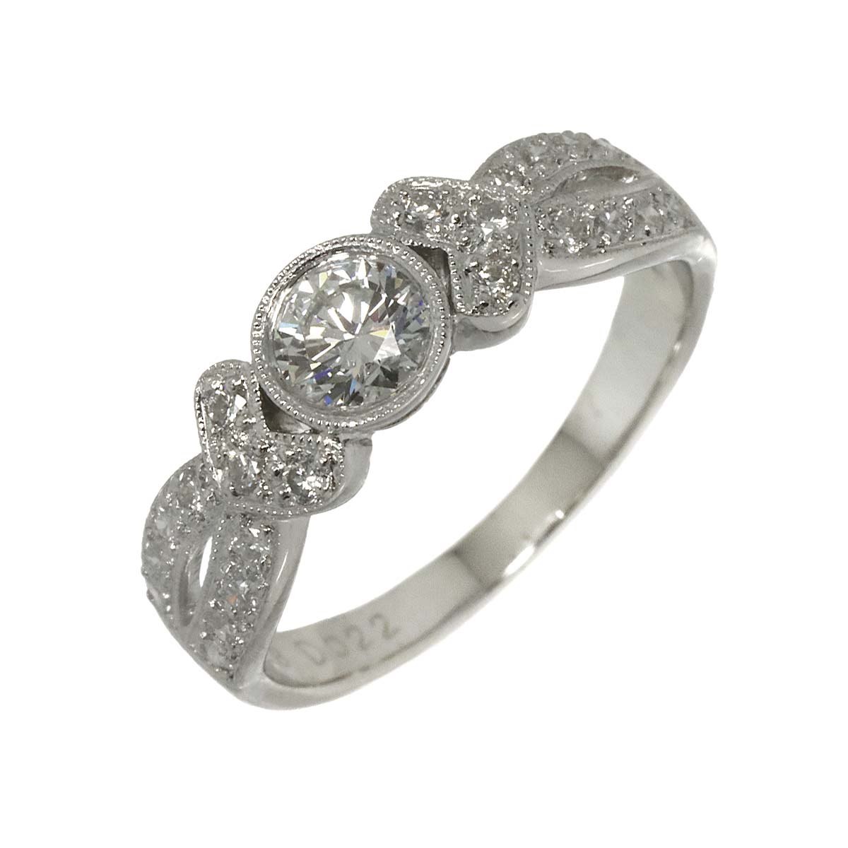 Diamond 0.328ct/0.22ct Ring 18K K18 WG White Gold size5.25(US)