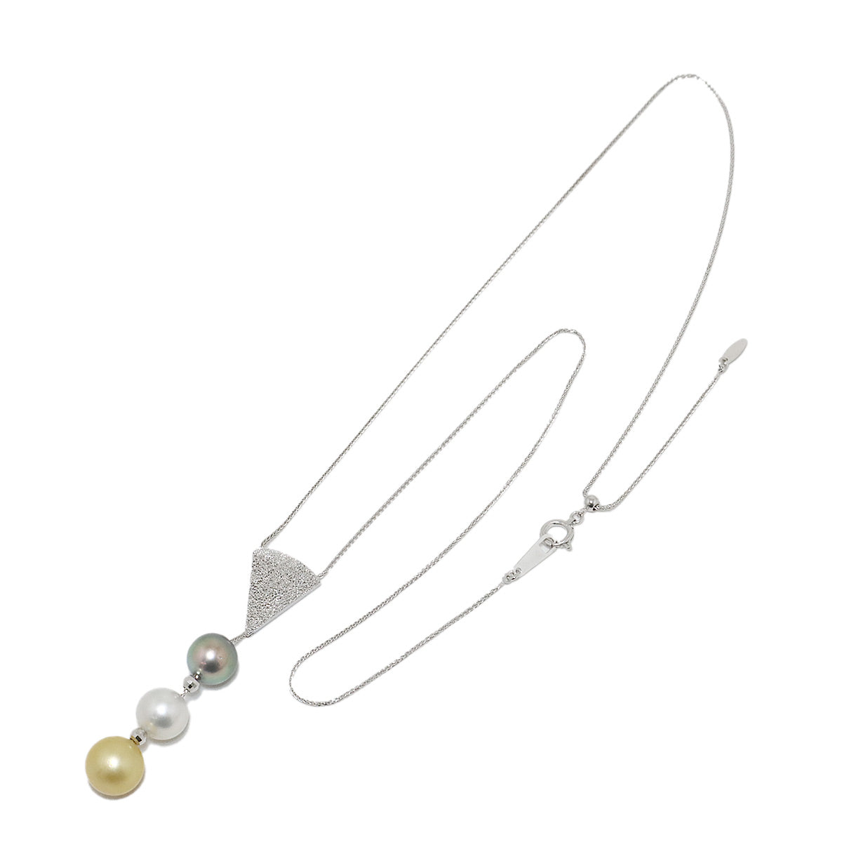 South Sea akoya pearl 9.8-8.6mm Diamond Pearl Necklace 18K WG 750