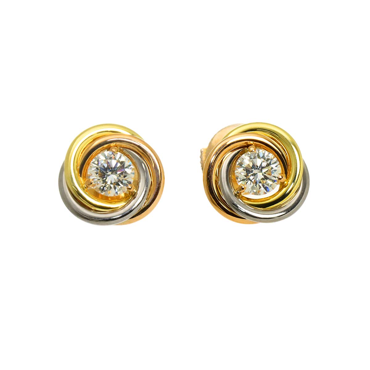 Trinity Diamond Earrings Pierced 18K YG WG PG 750