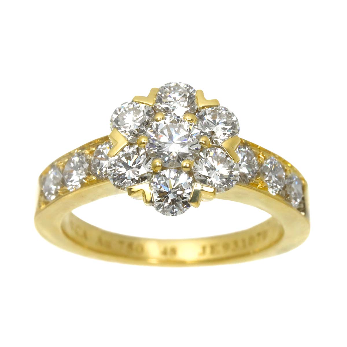 Fleurette Diamond Ring 18K YG 750 size48 4.5(US)