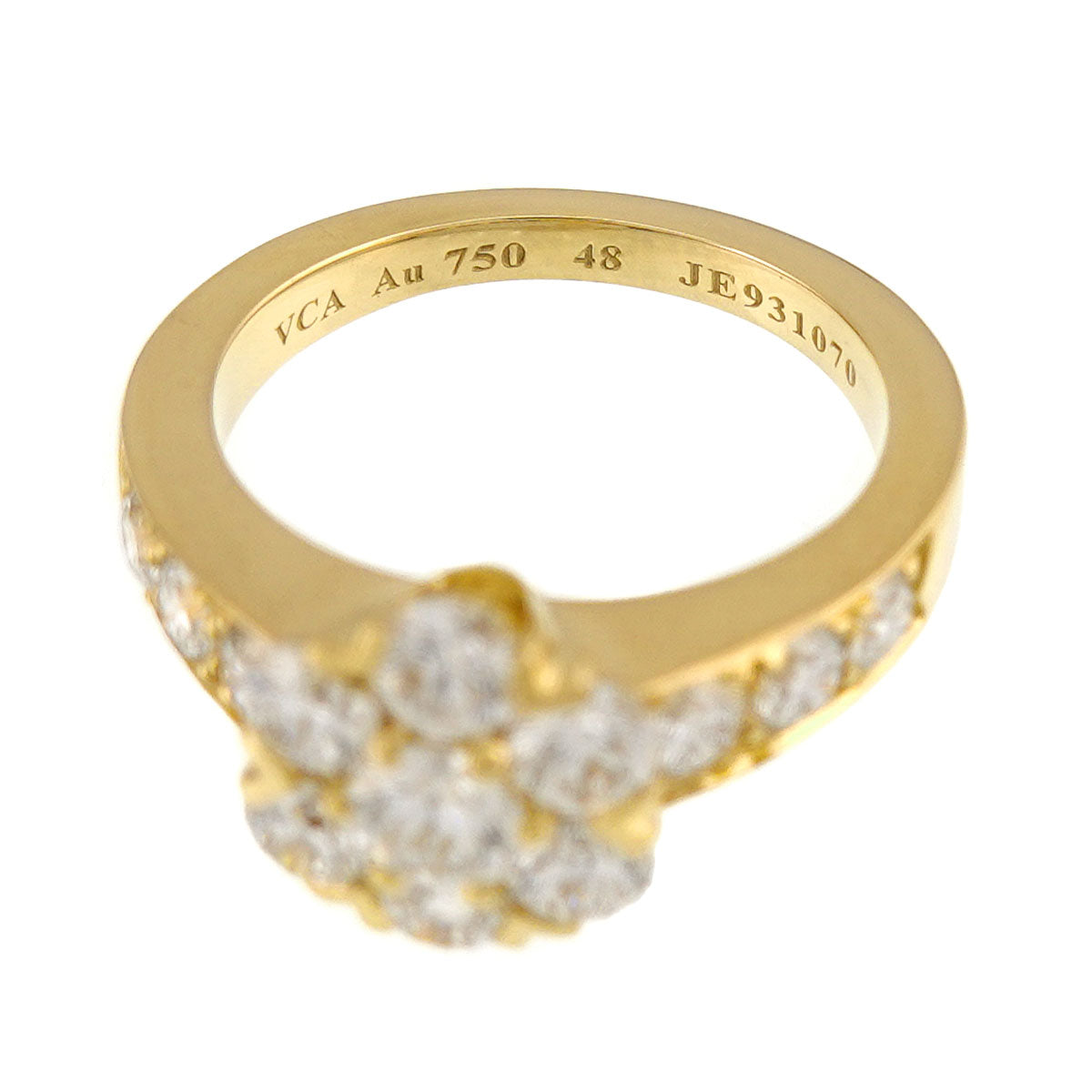 Fleurette Diamond Ring 18K YG 750 size48 4.5(US)