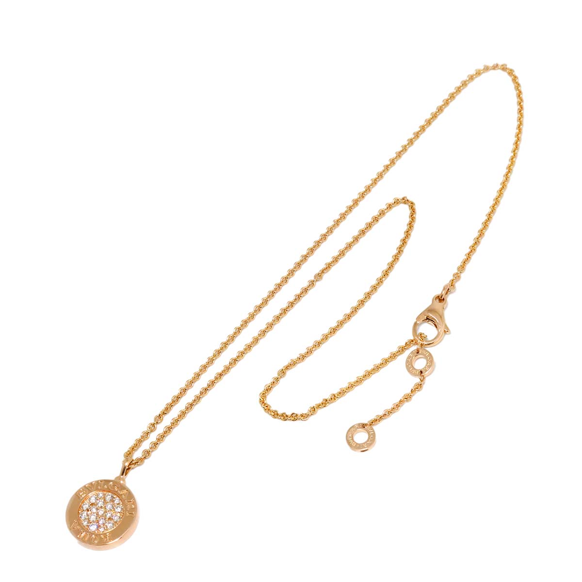 BVLGARIBVLGARI Pave Diamond Onyx Necklace 18K Pink Gold 750