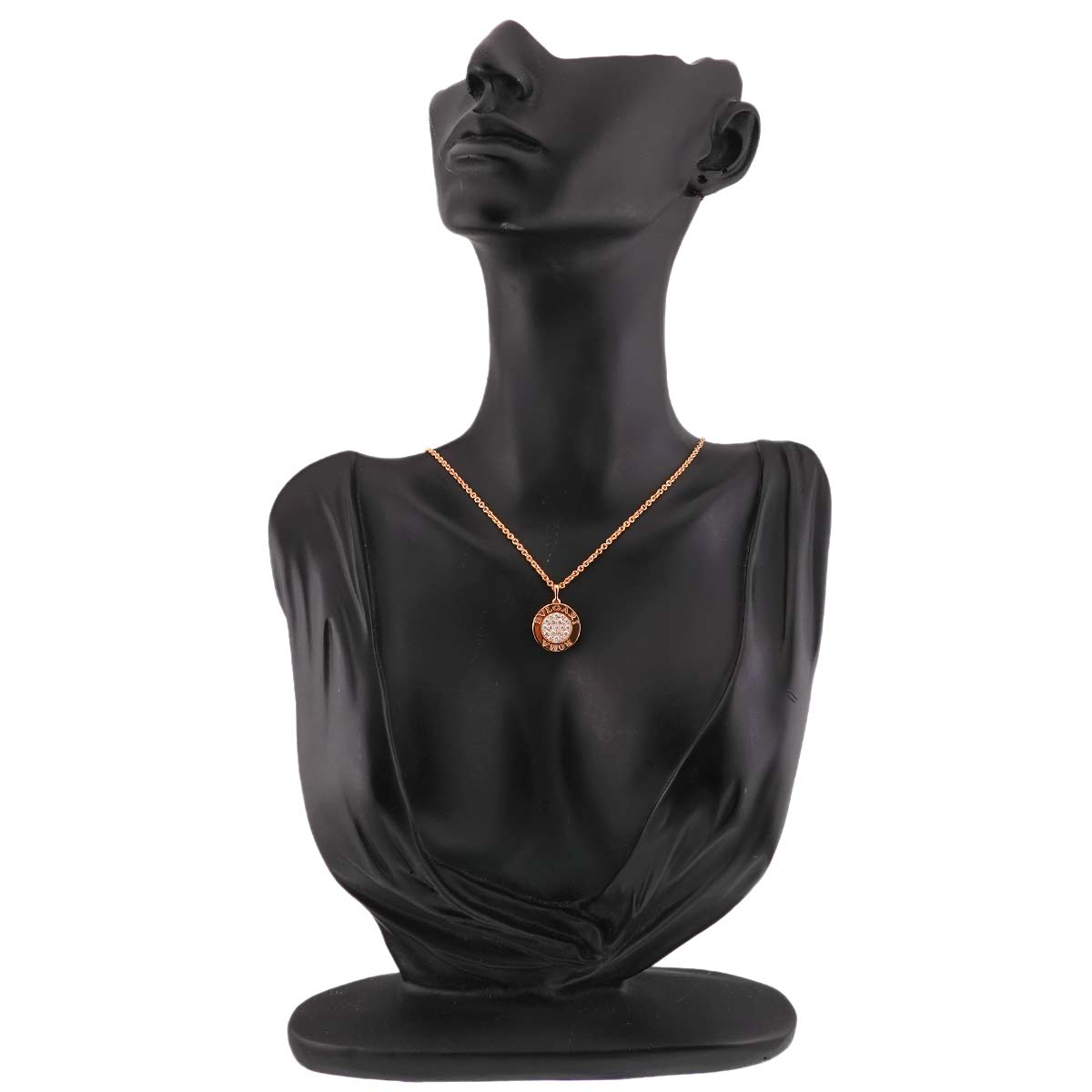 BVLGARIBVLGARI Pave Diamond Onyx Necklace 18K Pink Gold 750