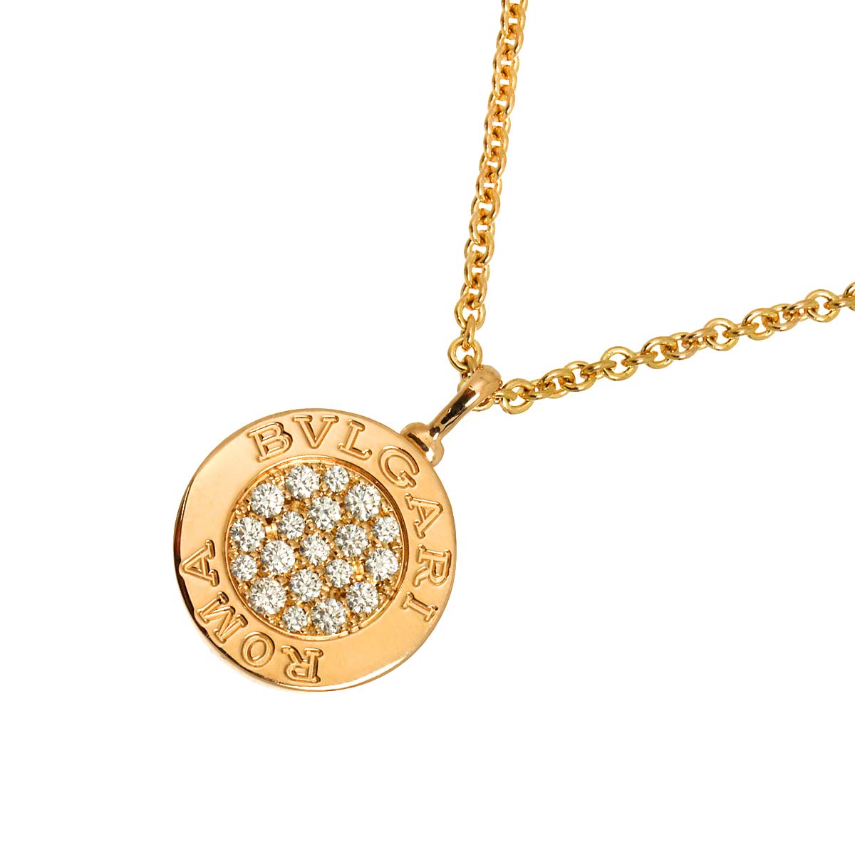 BVLGARIBVLGARI Pave Diamond Onyx Necklace 18K Pink Gold 750