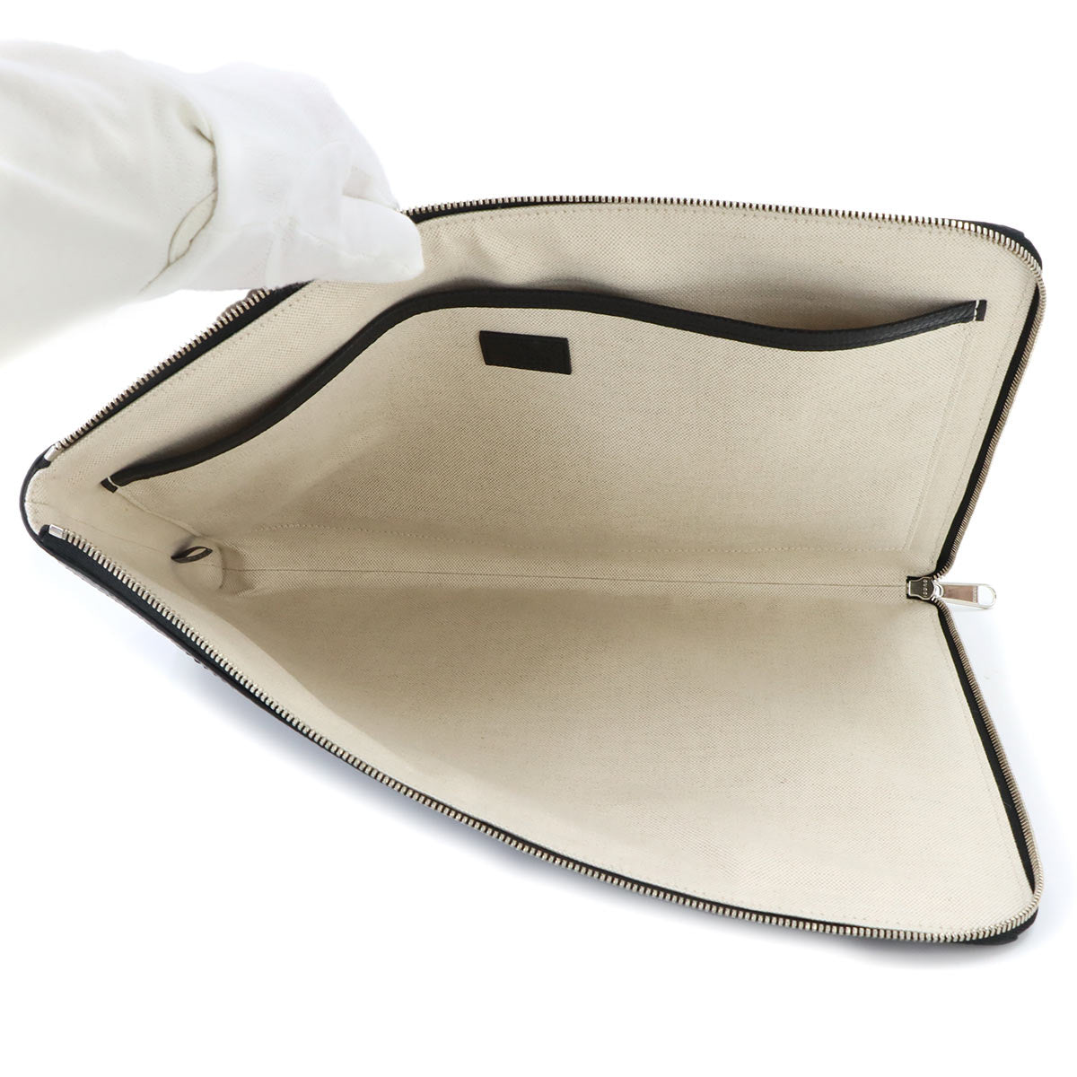 Jumbo GG Document Case Clutch Bag Leather Black 792262