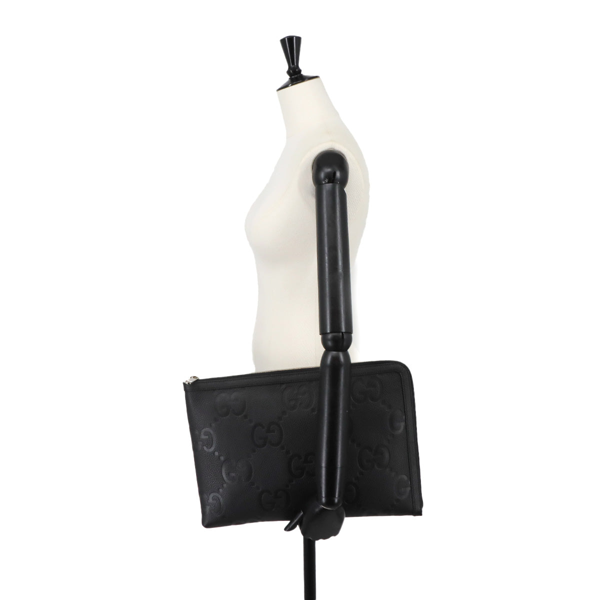 Jumbo GG Document Case Clutch Bag Leather Black 792262