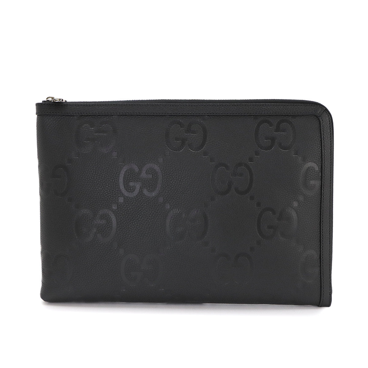 Jumbo GG Document Case Clutch Bag Leather Black 792262