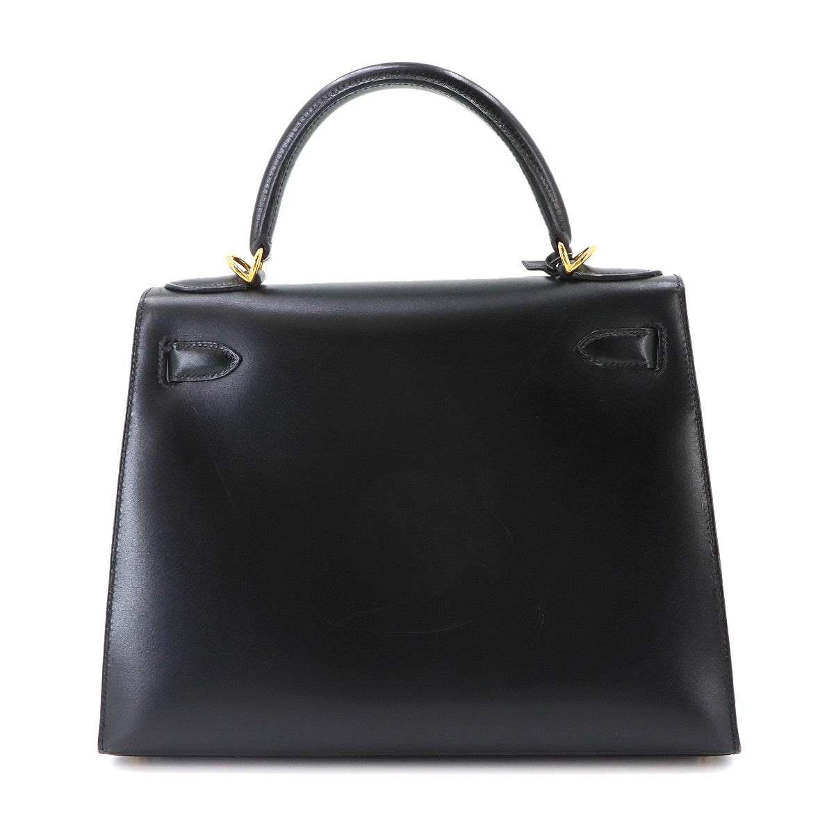 Kelly 28 Box Calf Black 2way Hand Shoulder Bag Purse
