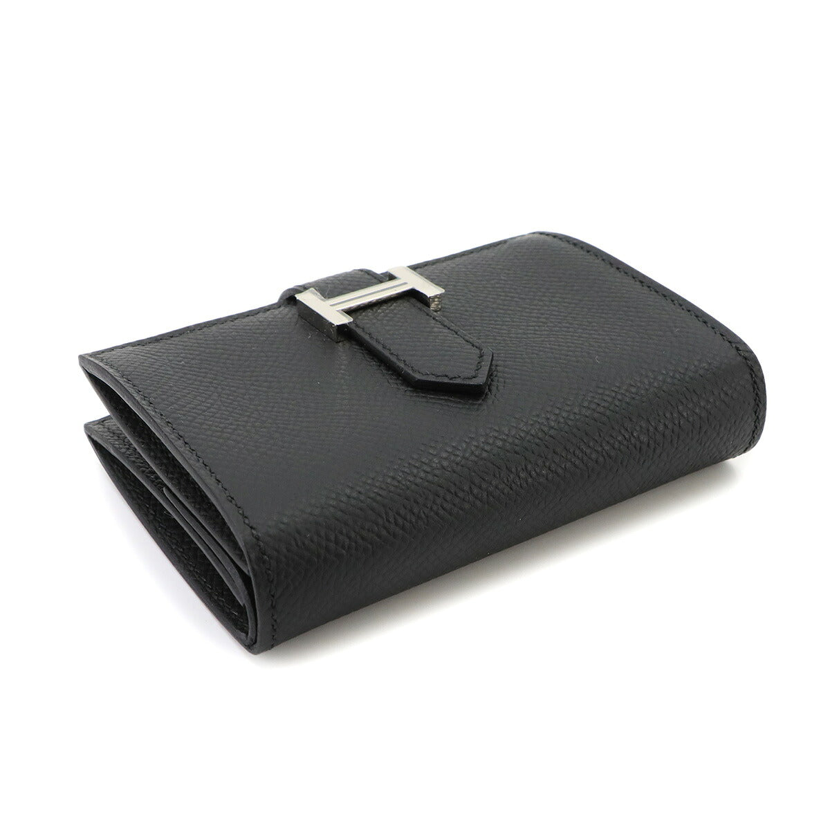 Bearn Mini Compact Coin Case Epsom Black Purse