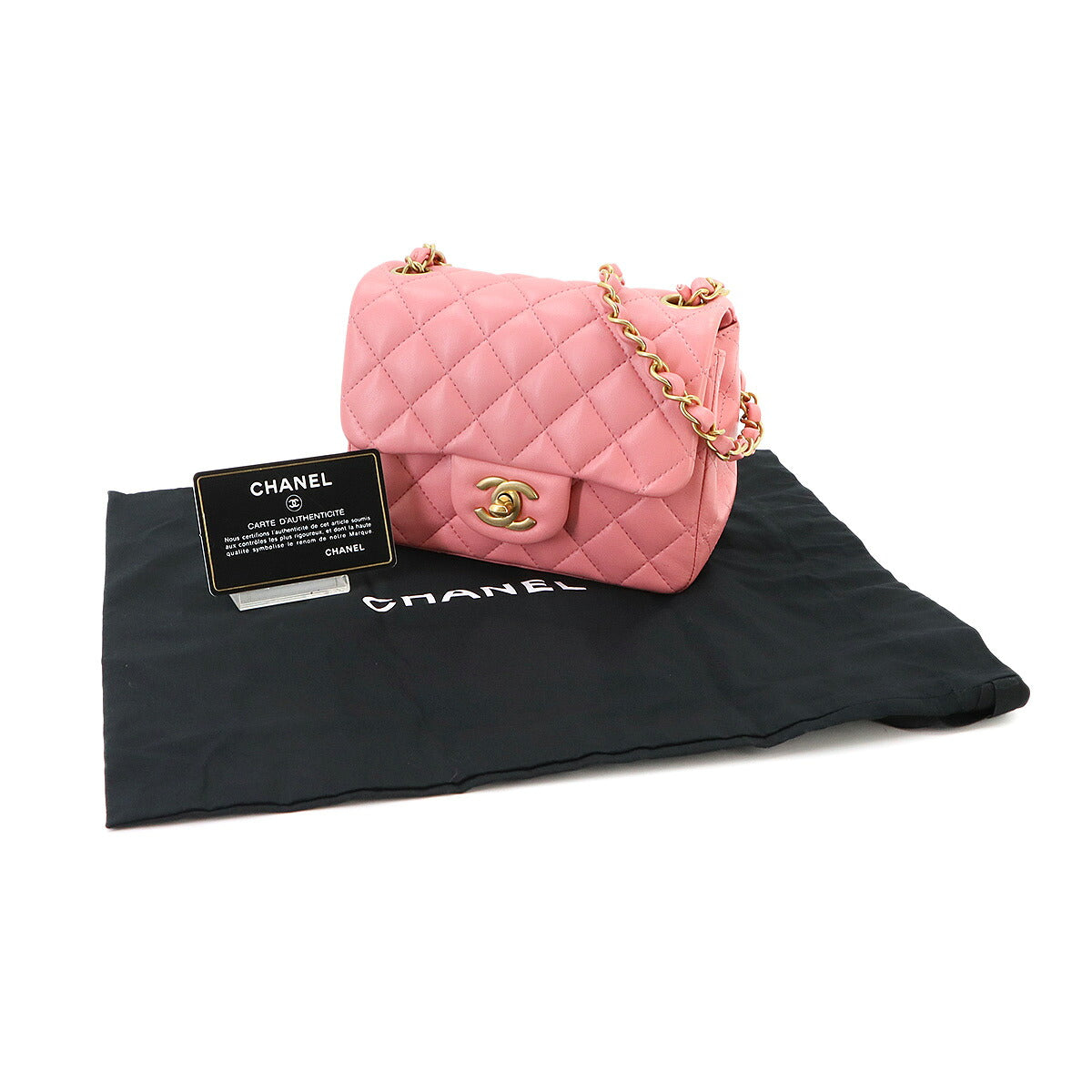 Mini Matelasse Chain Shoulder Bag Leather Pink A35200
