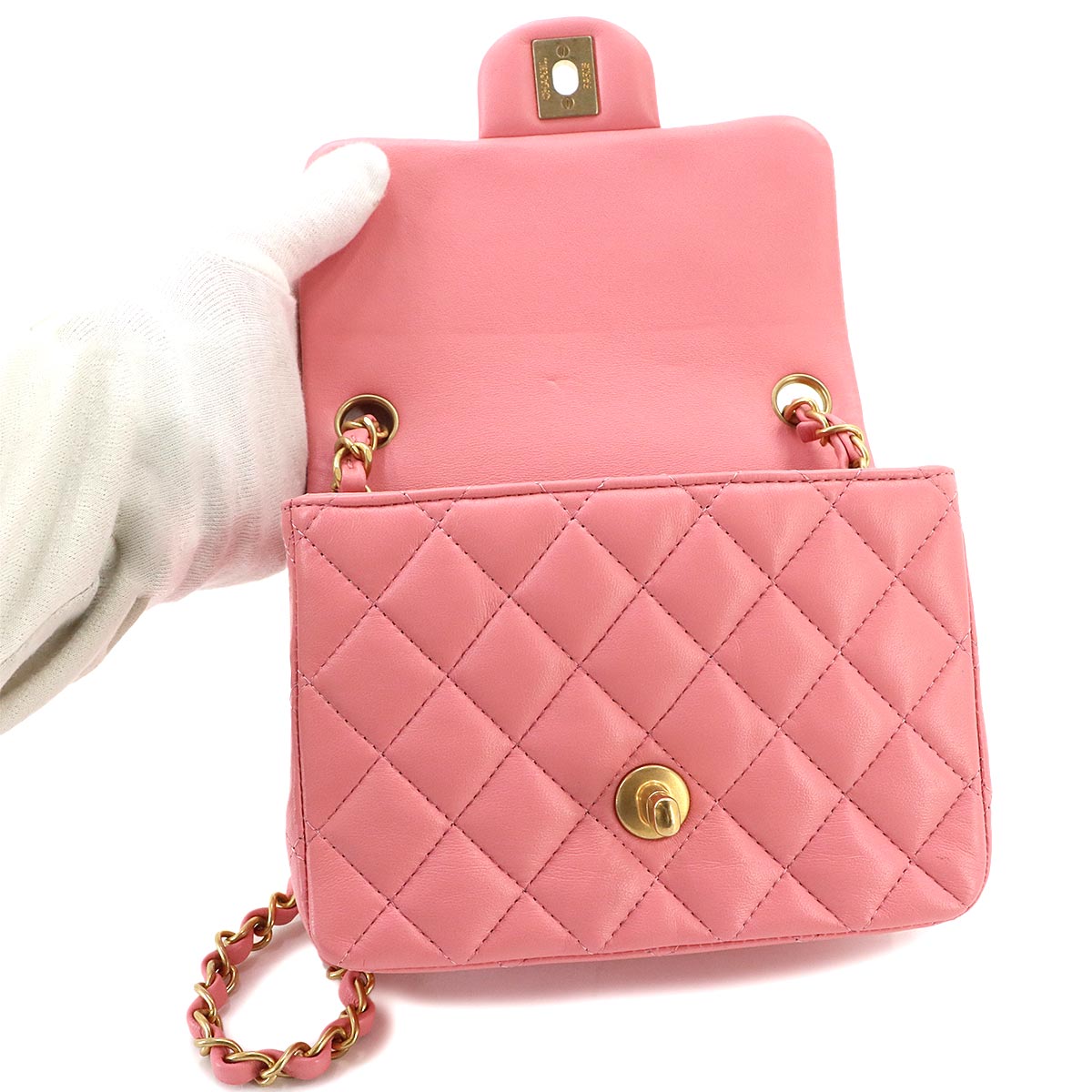 Mini Matelasse Chain Shoulder Bag Leather Pink A35200