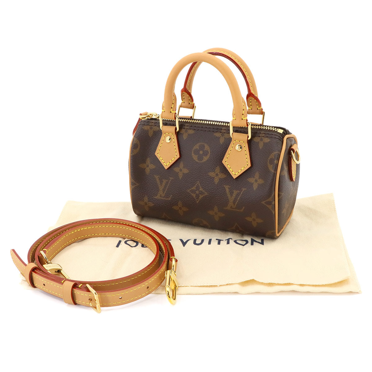 Monogram Nano Speedy 2way Hand Shoulder Bag Brown M81085