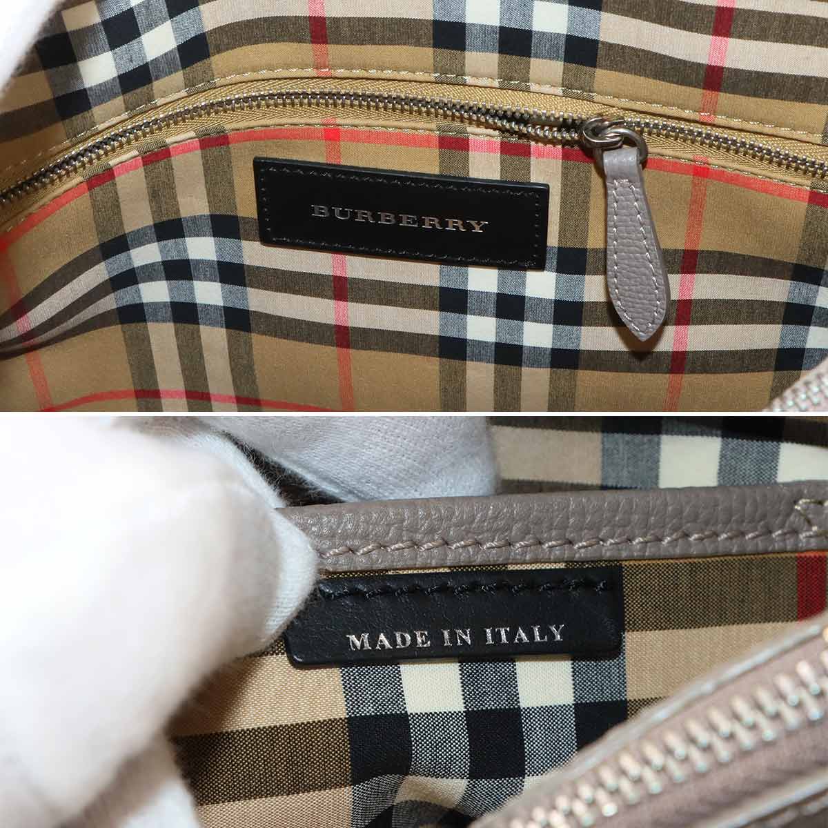 Banner Medium Tote Shoulder Bag Leather Taupe Brown 8006327