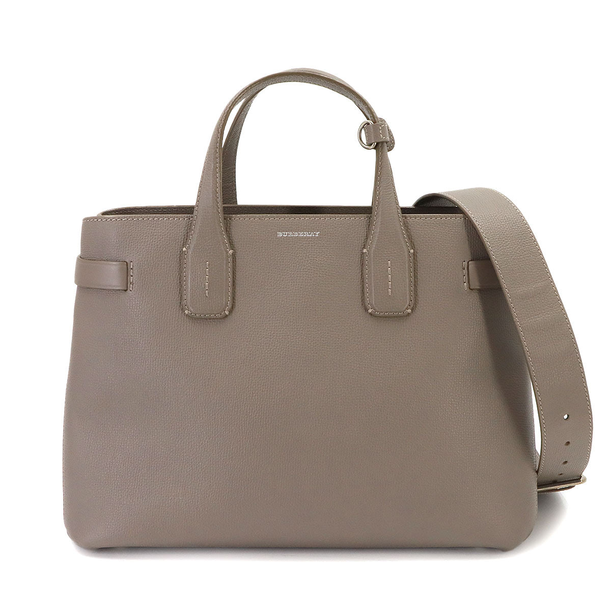 Banner Medium Tote Shoulder Bag Leather Taupe Brown 8006327