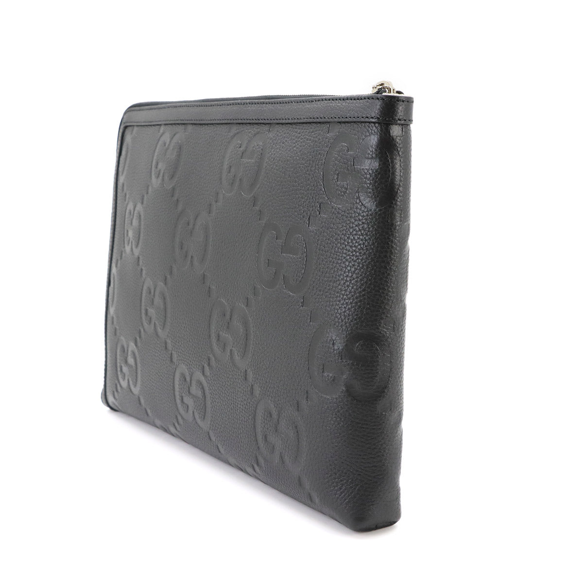 Jumbo GG Document Case Clutch Bag Leather Black 792262
