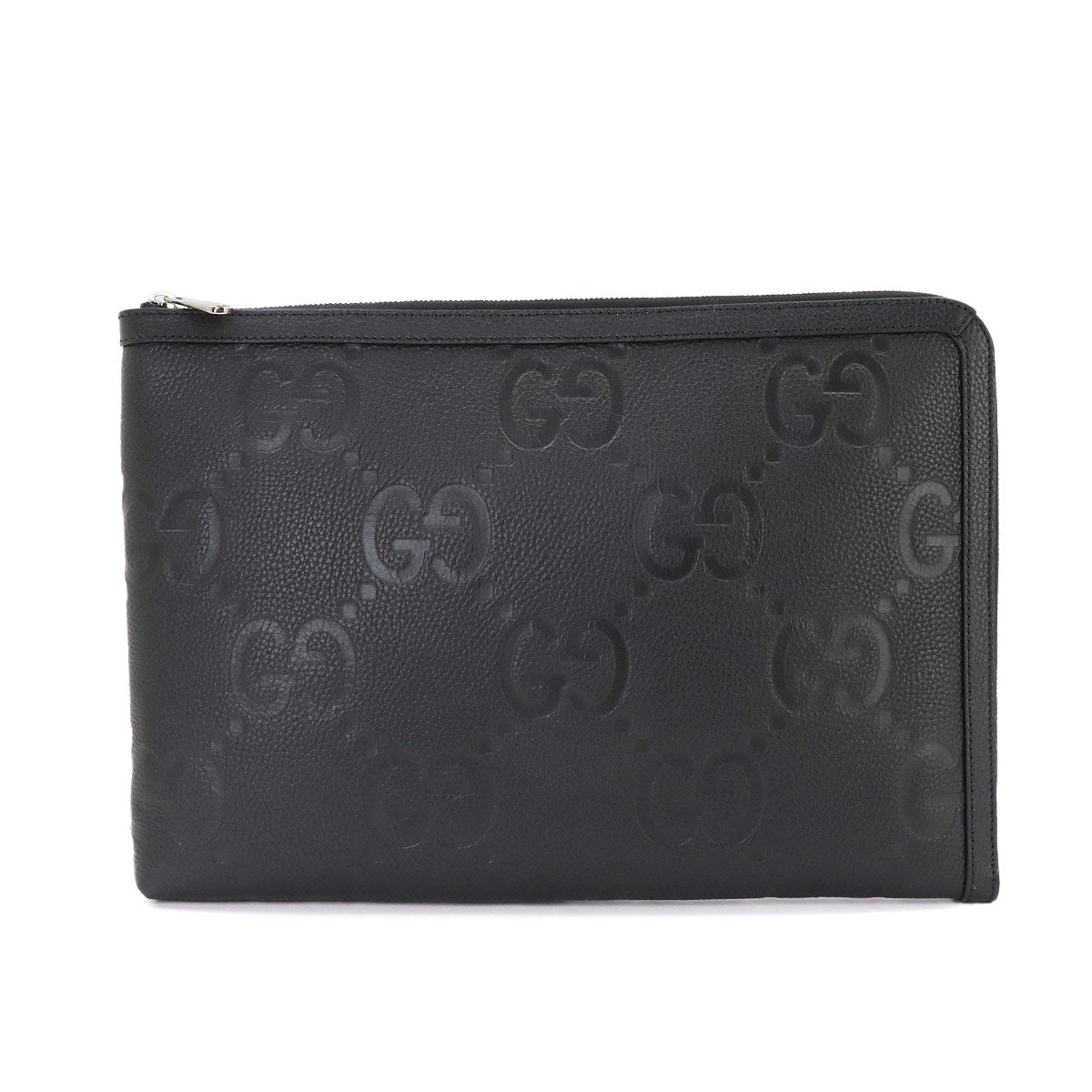 Jumbo GG Document Case Clutch Bag Leather Black 792262