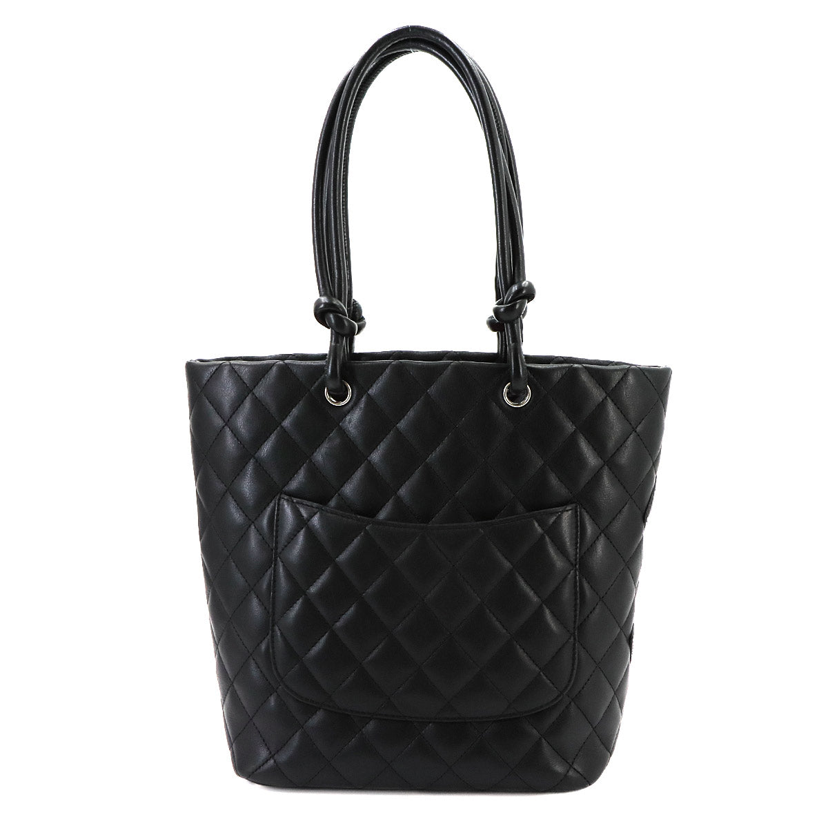 Cambon Line Medium Tote Bag Leather Enamel Black A25167 Purse