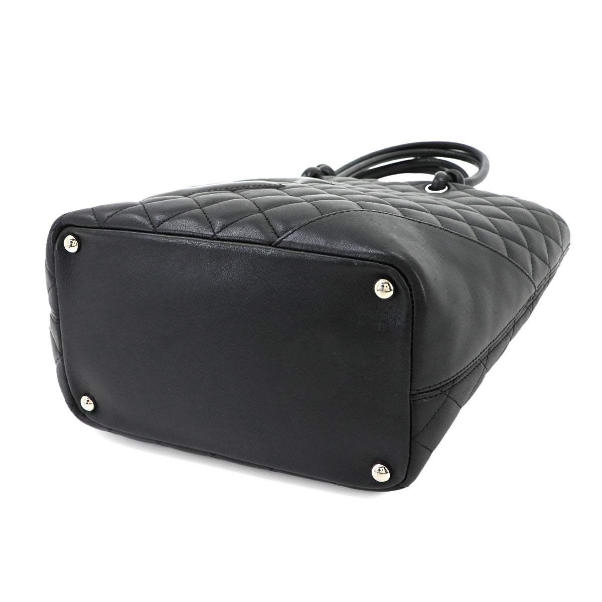 Cambon Line Medium Tote Bag Leather Enamel Black A25167 Purse