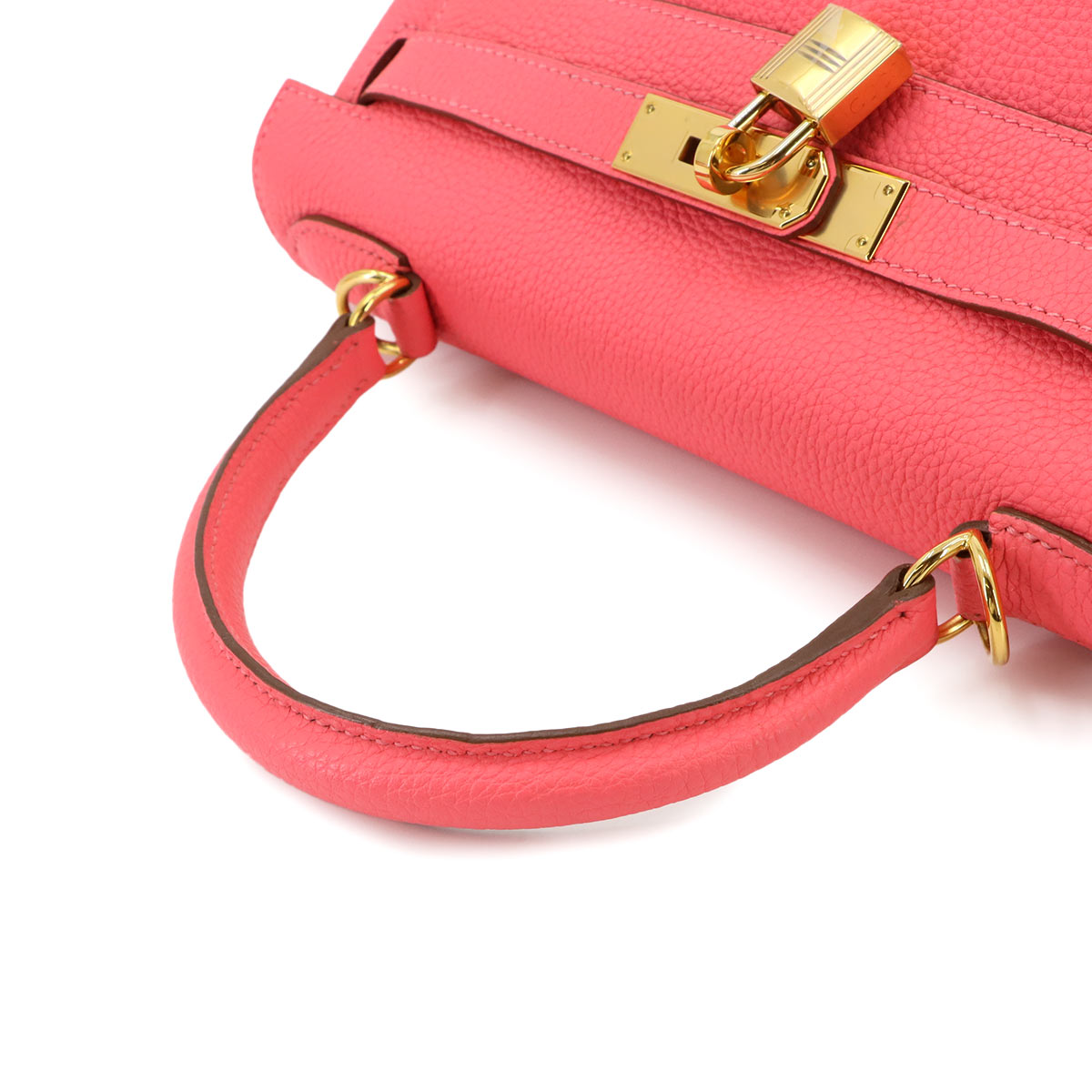 Kelly 28 2way Hand Shoulder Bag Veau Togo Rose Lipstick Purse
