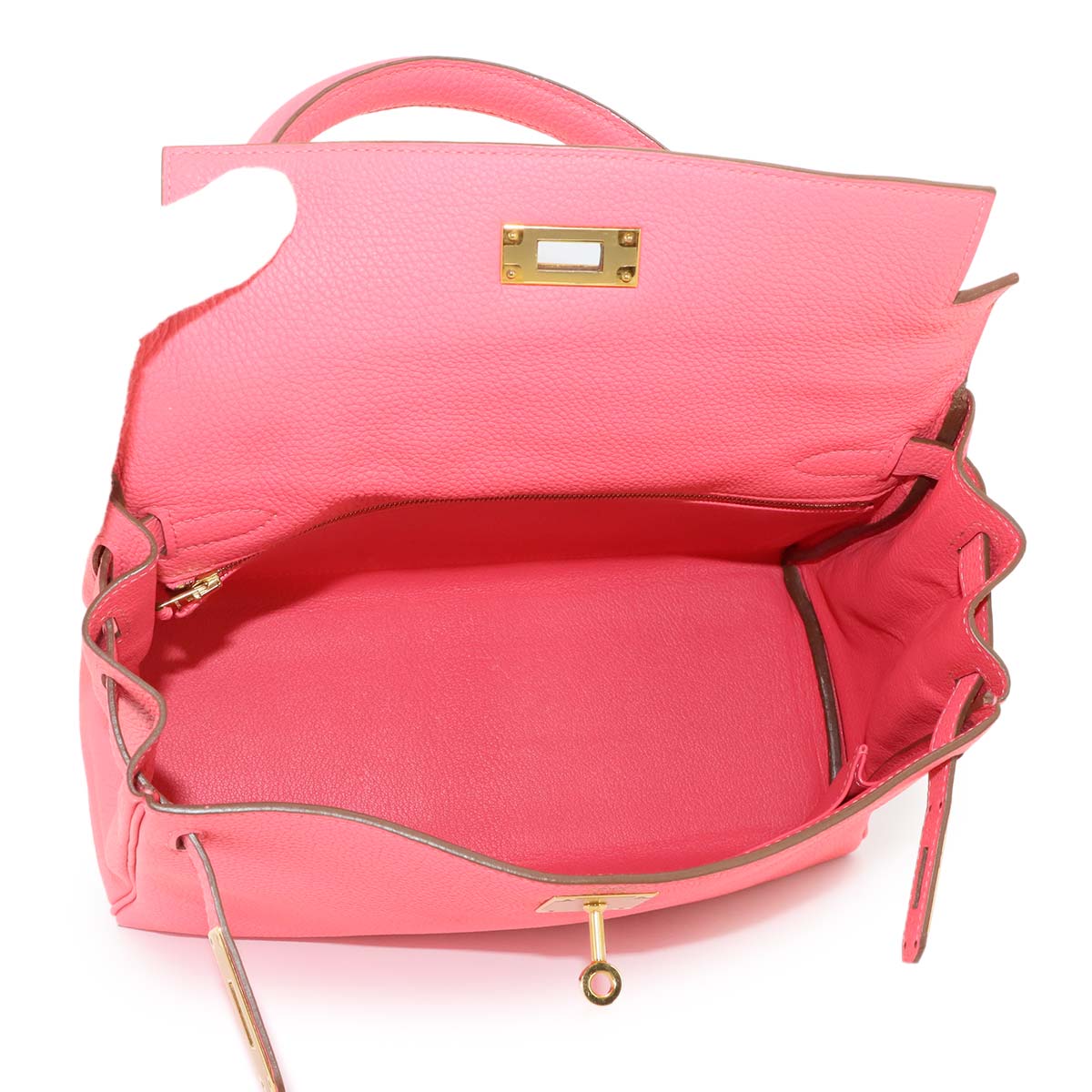 Kelly 28 2way Hand Shoulder Bag Veau Togo Rose Lipstick Purse