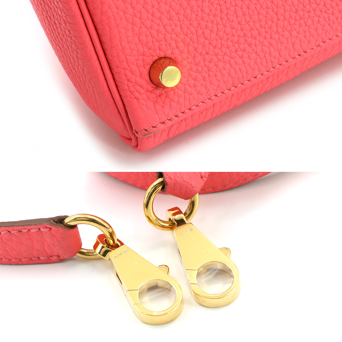 Kelly 28 2way Hand Shoulder Bag Veau Togo Rose Lipstick Purse