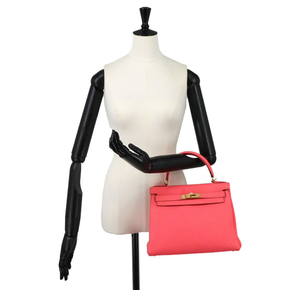 Kelly 28 2way Hand Shoulder Bag Veau Togo Rose Lipstick Purse