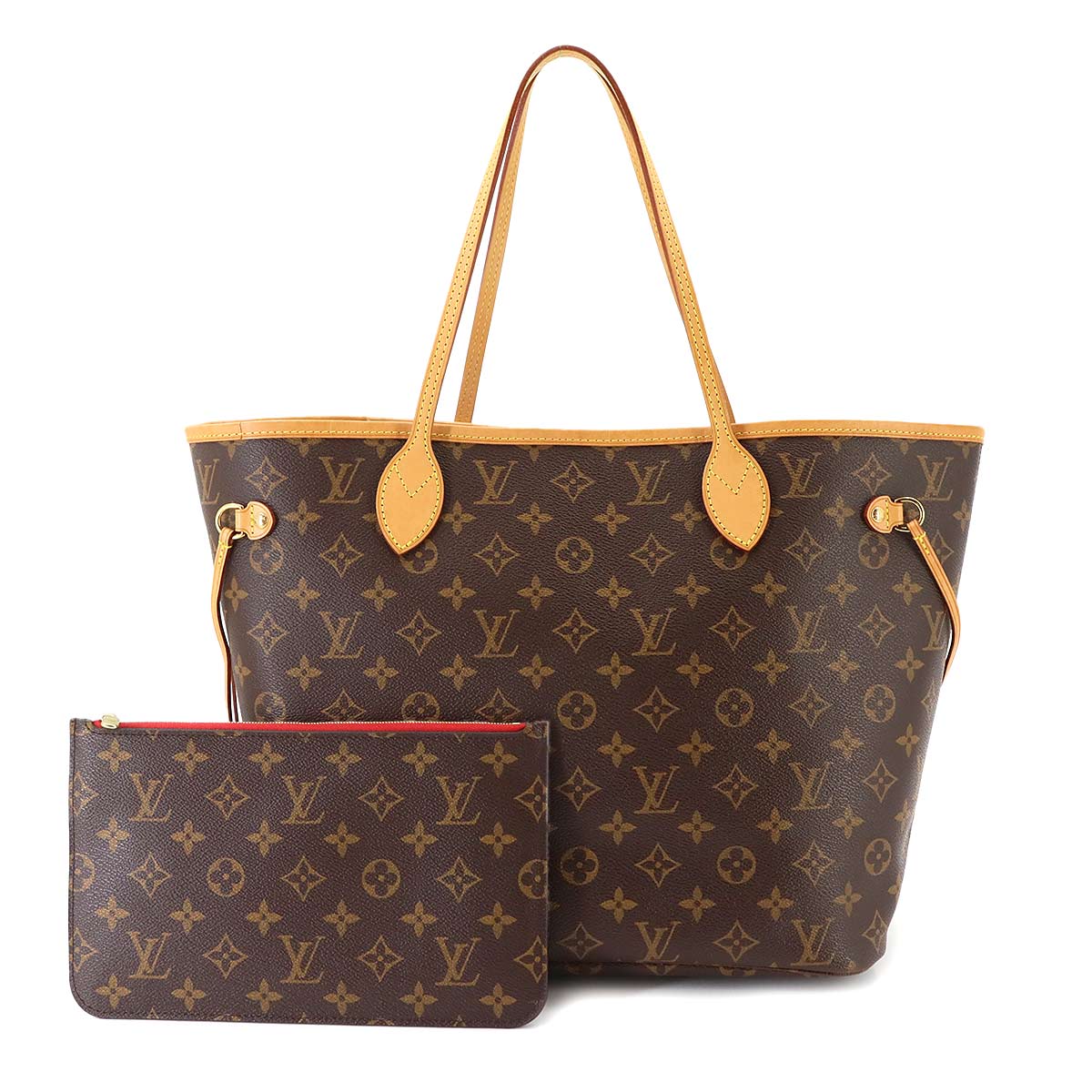 Monogram Neverfull MM Tote Bag Brown Cerise M46987